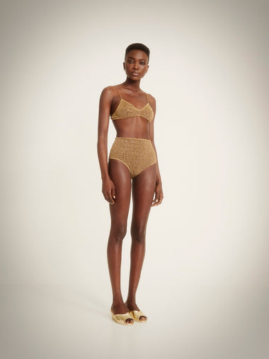 Lumiere Triangle Top & High Waisted Pant Sand - Bikini