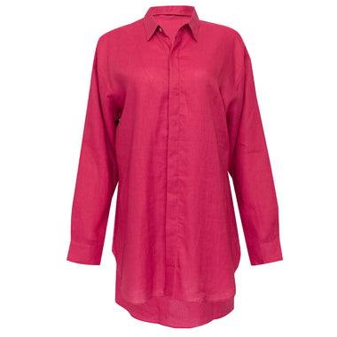 Shelly Beach Shirt Dress Cranberry Dark Pink - Dress