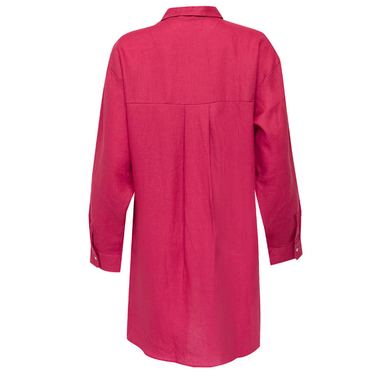 Shelly Beach Shirt Dress Cranberry Dark Pink