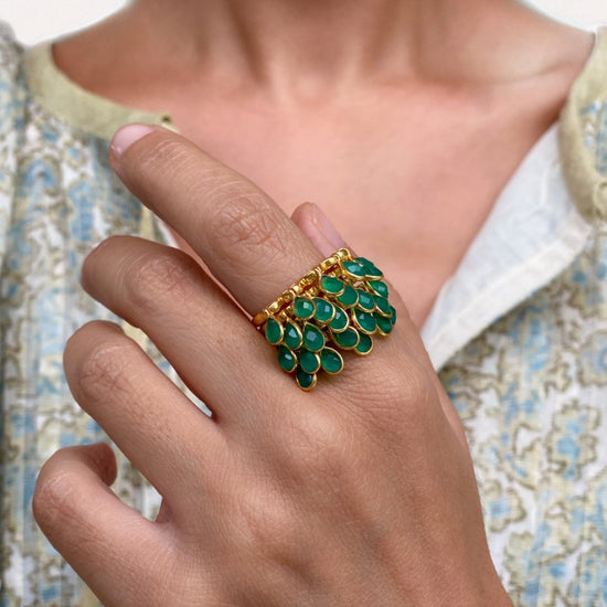 Load image into Gallery viewer, Pavone Ring Green Onyx
