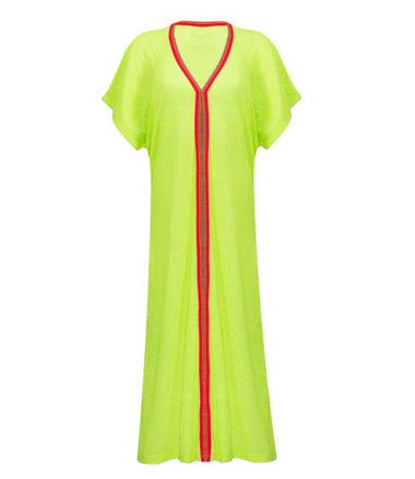 Full length shot of Neon Yellow Beach Cover Up