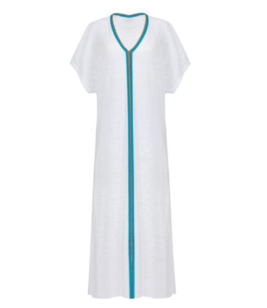 Detail shot of Women's White Beach Cover Up, Inca Abaya White