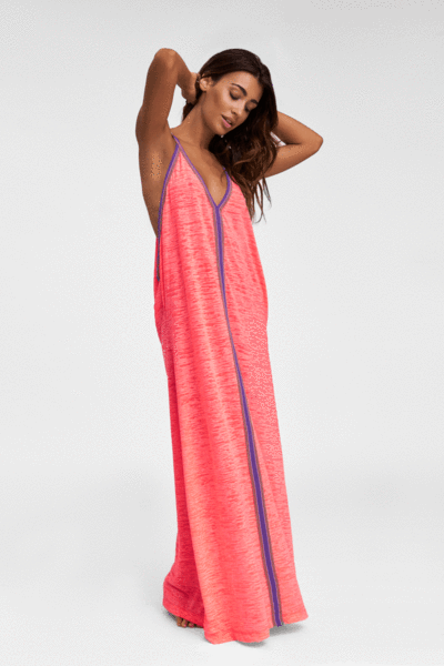 Hot Pink Casual Summer Dress Sleeveless Beach Maxi in Hot Pink