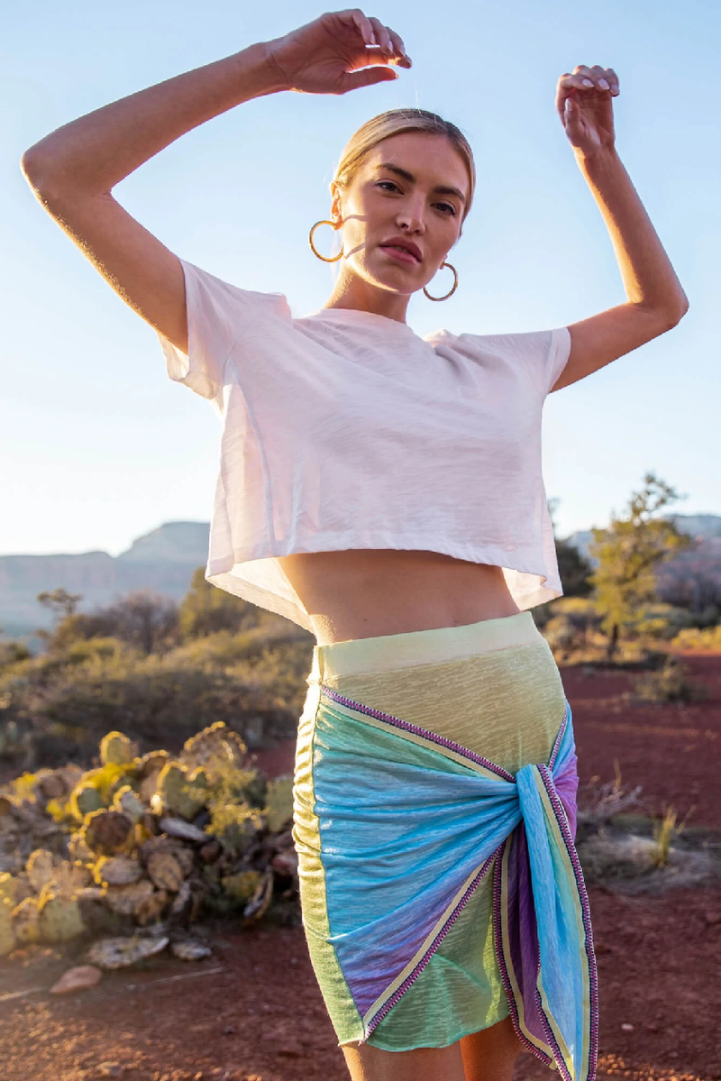 Beach Wrap Skirt - Ombre Rainbow Tie Skirt Bright