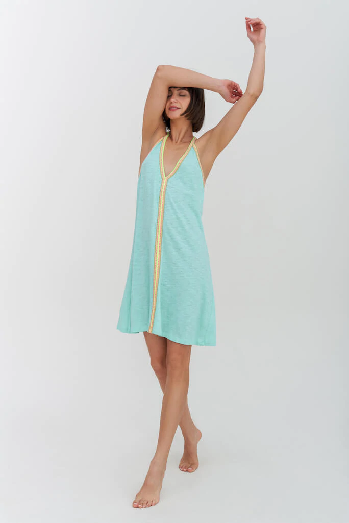 Pima Mini Sundress Turquoise
