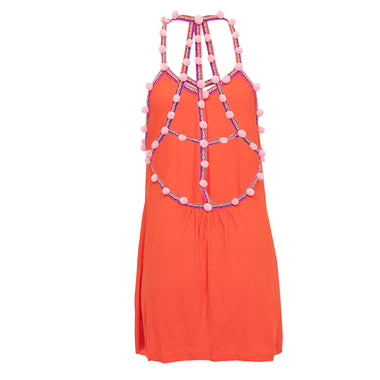 Relaxed summer mini dress in orange