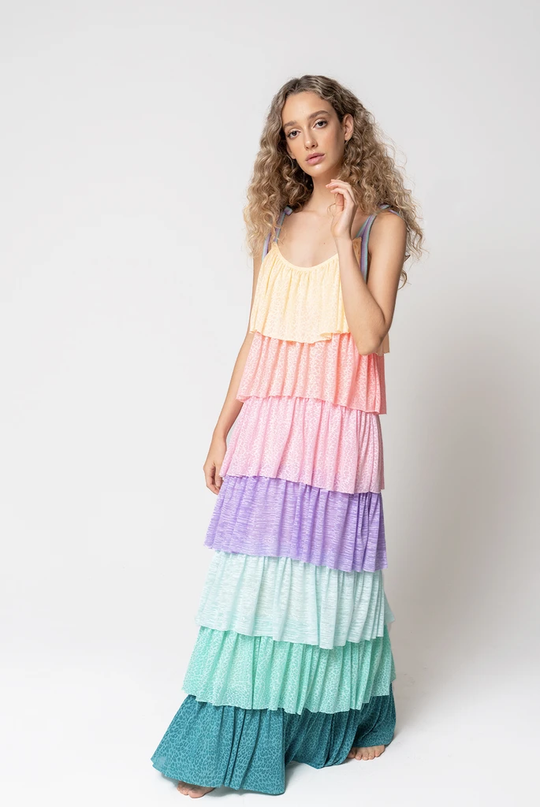 Pastel rainbow maxi dress store