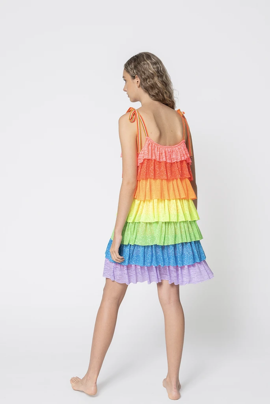 Rainbow Tiered Mini Dress Rainbow