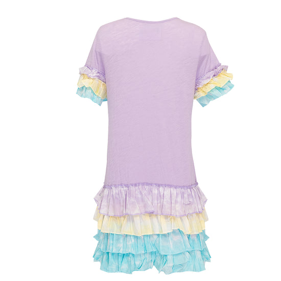Load image into Gallery viewer, Back shot of  Pitusa Lilac T-Shirt Dress Tulip
