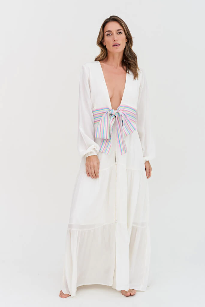 Summer Dressing Robe - Silky Long-Sleeve Robe Cream