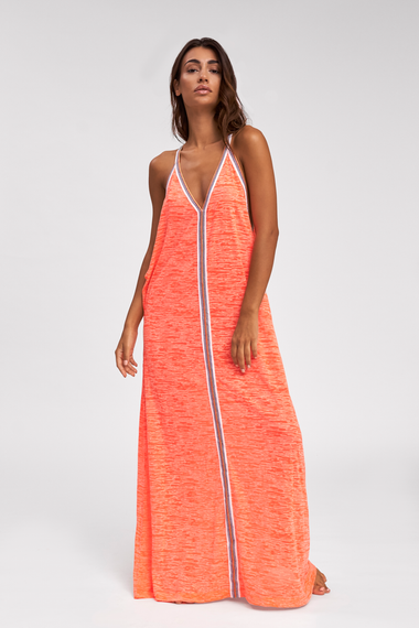Woman wearing Pitusa Orange Beach Maxi Dress