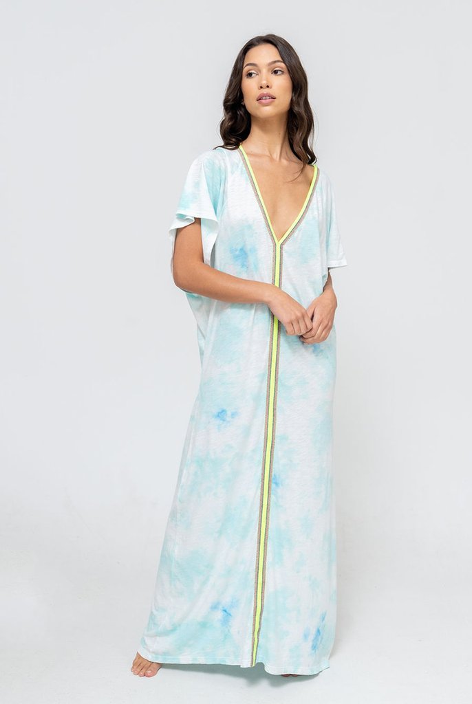 Model in Pitusa Light Blue Half Sleeve Beach Cover Up
