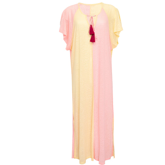  Casual Pink and Yellow Dress in a maxi style