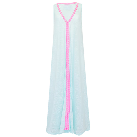 V-Neck Flare Maxi Dress Aqua - Cover Up