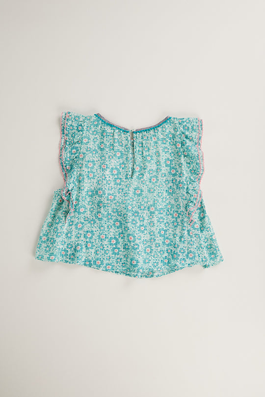 Blouse Amber V Kids Aqua Je T’aime Viscose - Girls Top