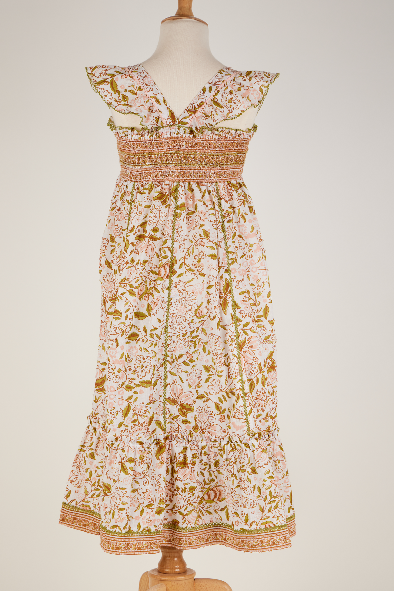 Load image into Gallery viewer, Midi Dress Cindy CT PM Kids Green Menton Cotton Plumeti - Girls Dress
