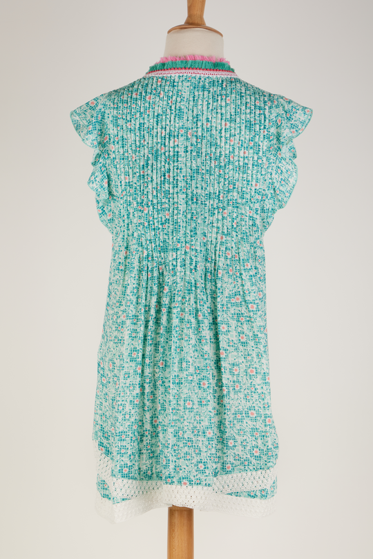 Mini Dress Sasha V Kids Aqua Je T’aime Viscose - Girls Dress