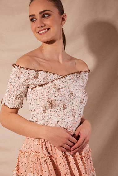 blue white maxi dress with ikat print - Dress