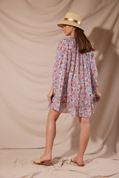 Poncho Bobo Aqua Dalia Cotton Mousseline - O/S - Kaftan