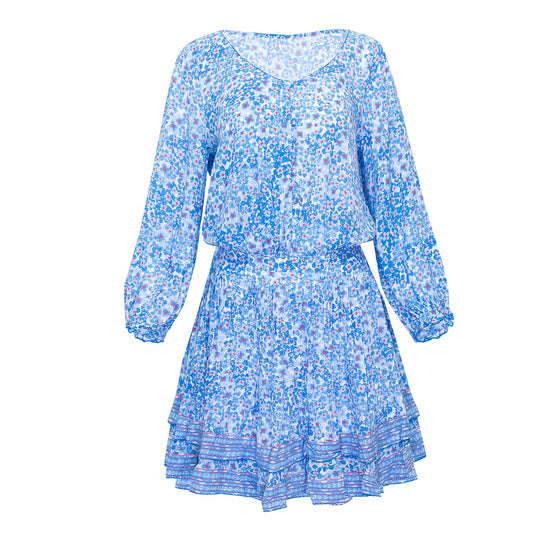Load image into Gallery viewer, Mini Dress Selena Blue Hortensia
