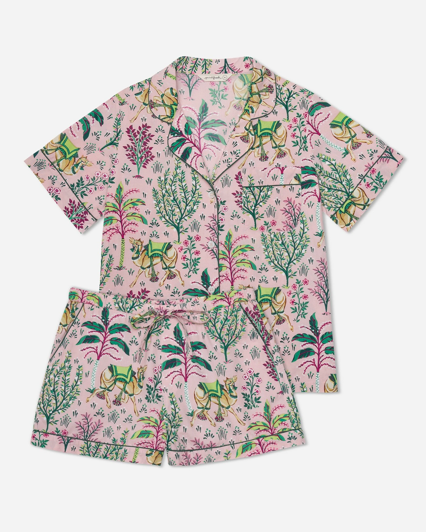 Load image into Gallery viewer, Camel’s Courtyard Short Sleep Set Rose - Pajama
