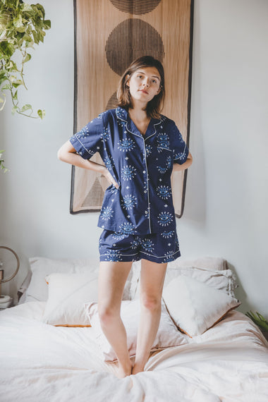 Eyes Of The World Short Sleep Set Navy - Pajama