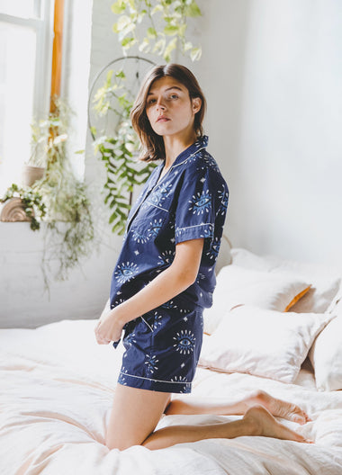 Eyes Of The World Short Sleep Set Navy - Pajama
