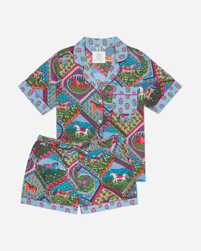 High Horse Short Sleep Set Blush Denim