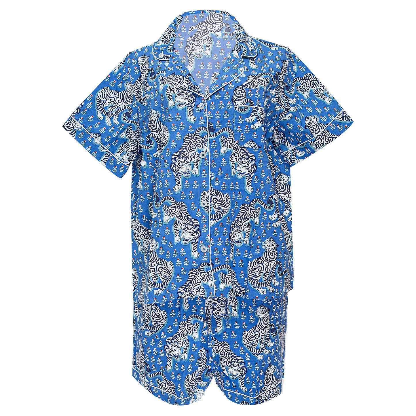 Load image into Gallery viewer, Tiger Queen Short Sleep Set Cornflower - Pajama
