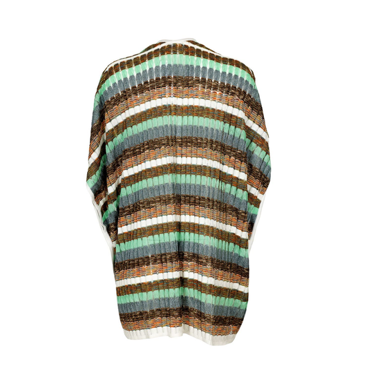 Kimono Cardigan In Striped Racking Knit White