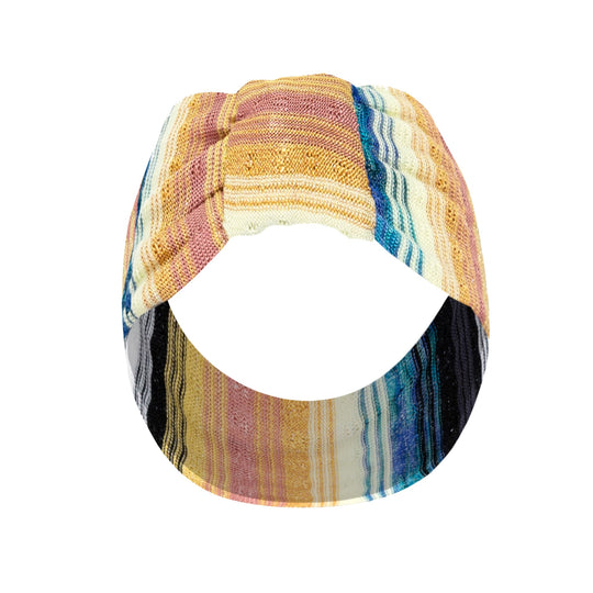 Headband in Drop Stitch Knit Coral/Yellow