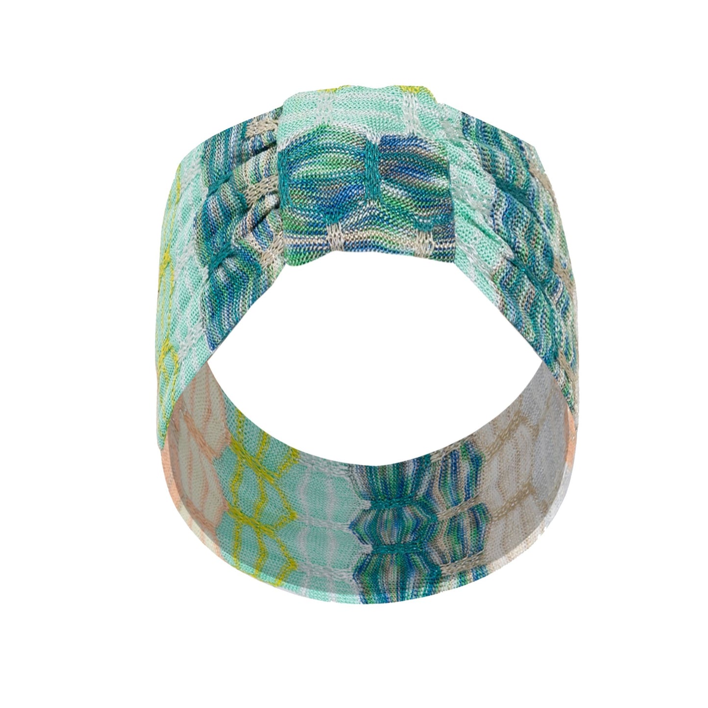 Headband in Honeycomb Knit White/Green