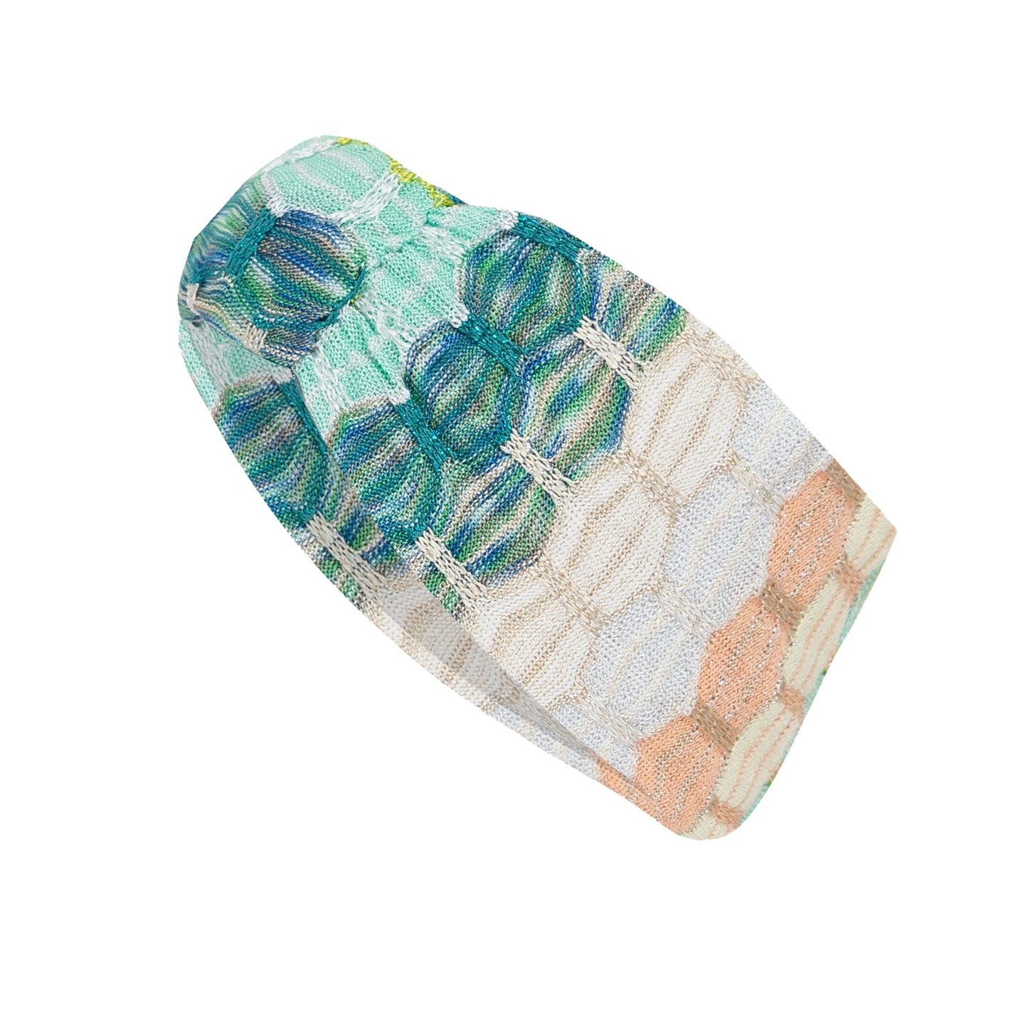 Headband in Honeycomb Knit White/Green
