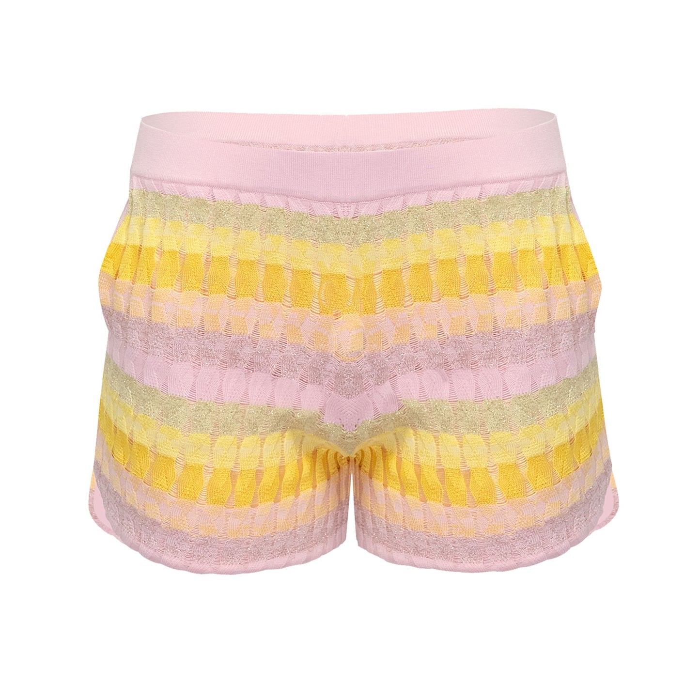 Load image into Gallery viewer, Shorts in Racking Knit Yellow/Pink
