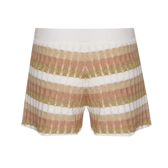 Shorts in Racking Knit White/Gold/Peach/Beige
