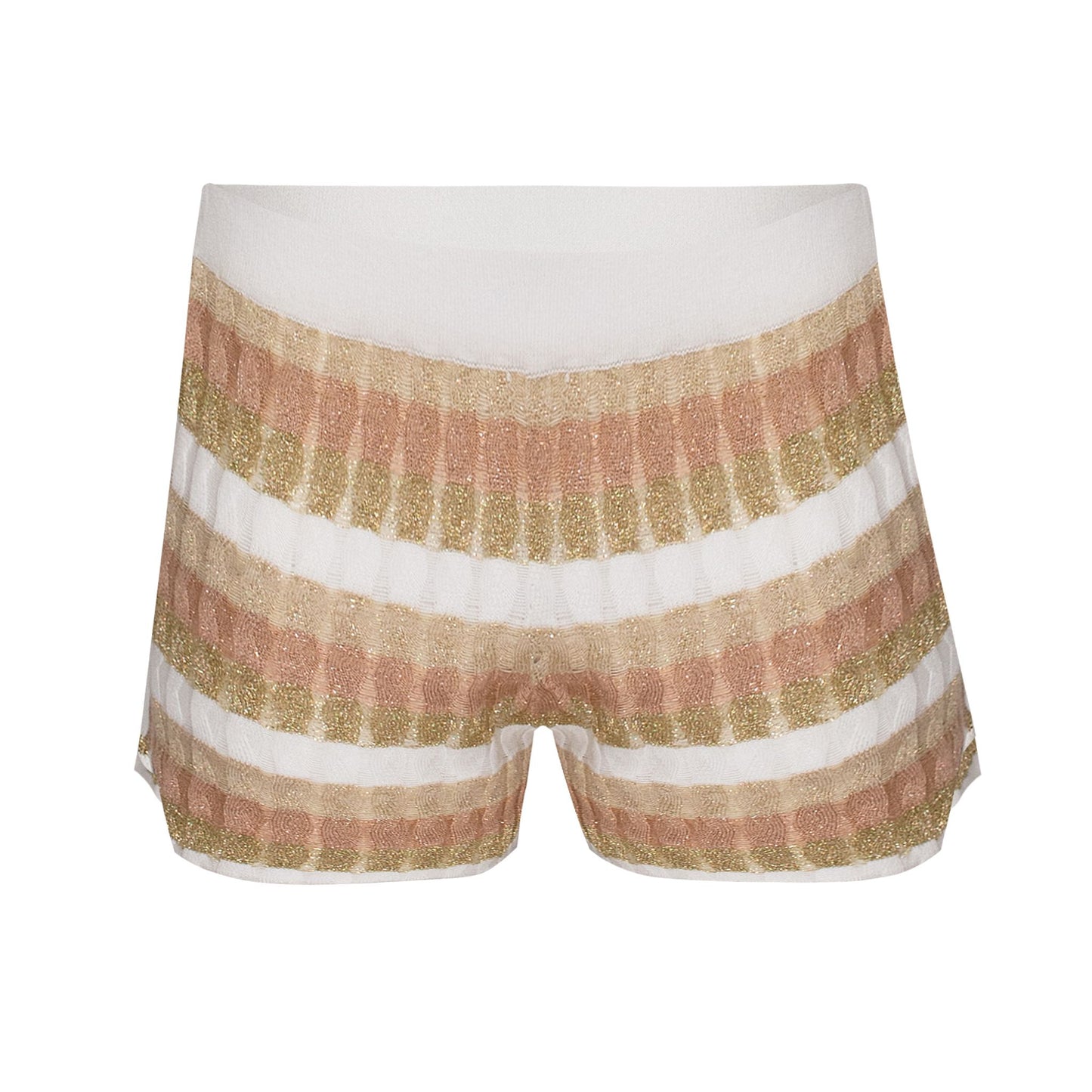 Load image into Gallery viewer, Shorts in Racking Knit White/Gold/Peach/Beige
