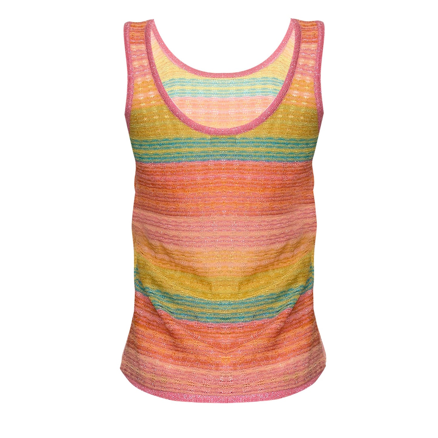 Striped Tank Top In Drop Stitch Knit Pink