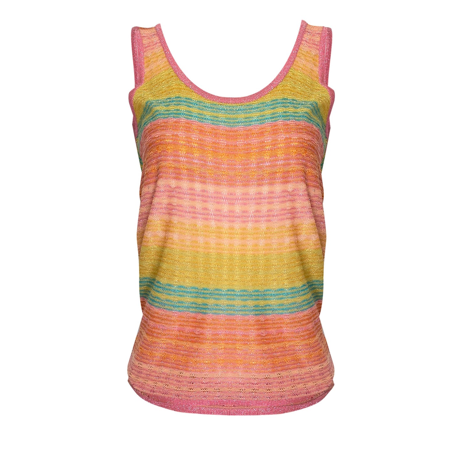 Striped Tank Top In Drop Stitch Knit Pink