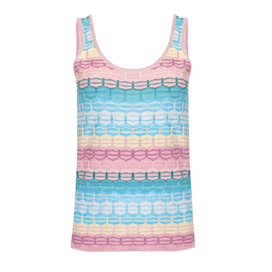Striped Tank Top In Honeycomb Knit Pink/Blue