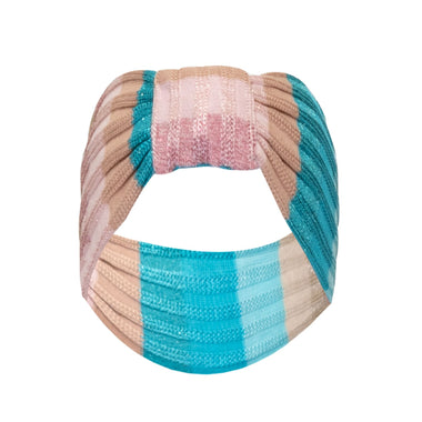 Headband in Tuck Stitch Knit Pink/Beige - Hair Accesories