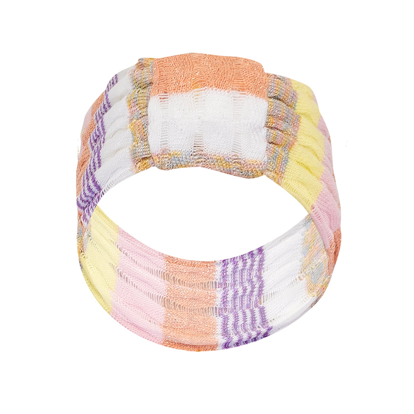 Headband In Striped Racking Knit White/Pink/Peach