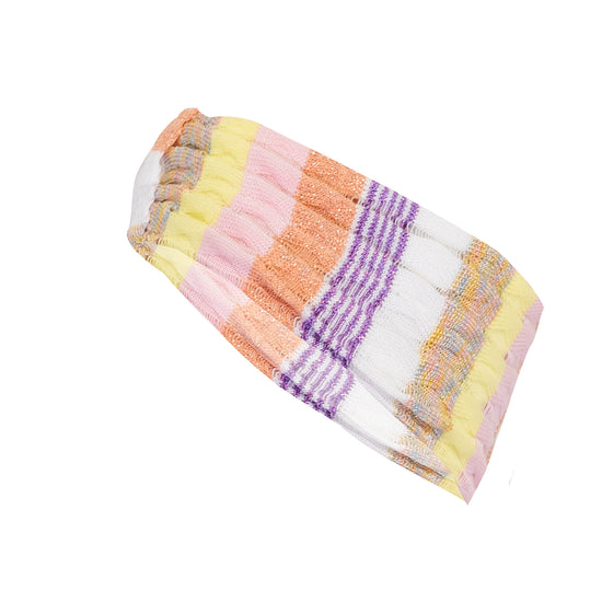 Headband In Striped Racking Knit White/Pink/Peach