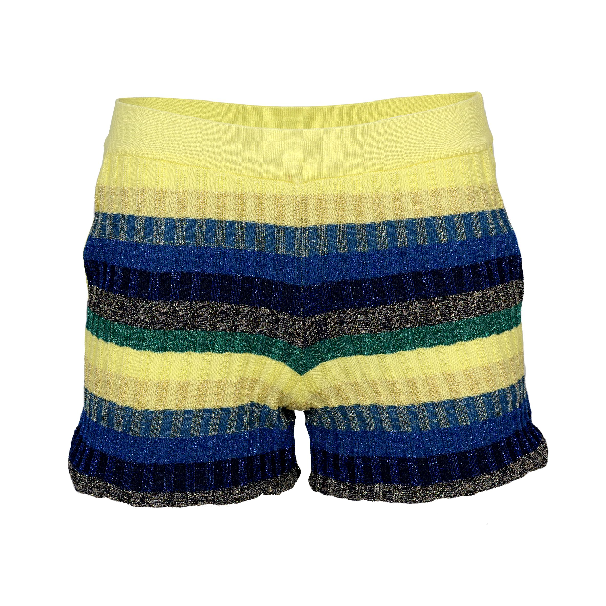 Striped Shorts: Tuck Stitch Knit, Lined with Pockets in Dual Tone