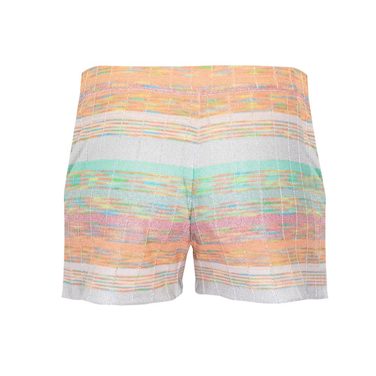 Shorts In Striped Tuck Stitch Knit White/Pink