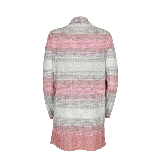 Load image into Gallery viewer, Striped Cardigan In Ribbed Knit White/Pink Range
