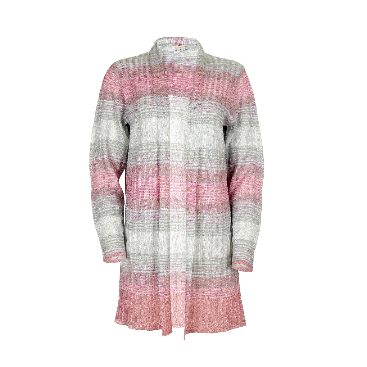 Load image into Gallery viewer, Striped Cardigan In Ribbed Knit White/Pink Range
