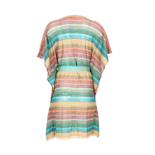 Striped Maxi Kaftan: Tuck Stitch Knit in Multicolor Short