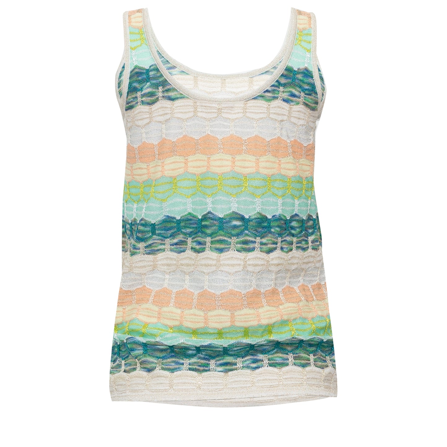 Load image into Gallery viewer, Striped Tank Top In Honeycomb Knit White/Green - Top
