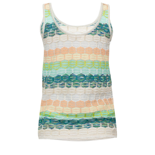 Striped Tank Top In Honeycomb Knit White/Green