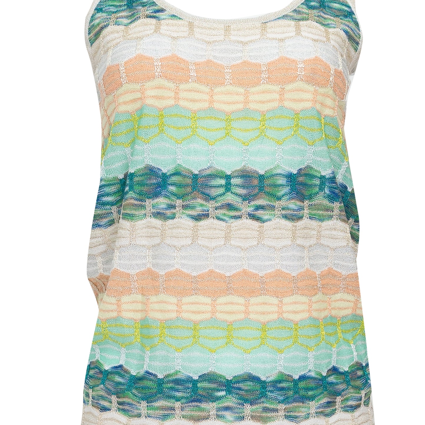 Load image into Gallery viewer, Striped Tank Top In Honeycomb Knit White/Green - Top
